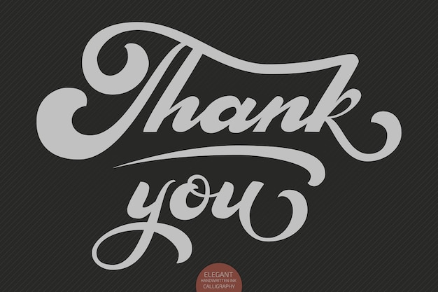 Vector hand drawn lettering thank you.