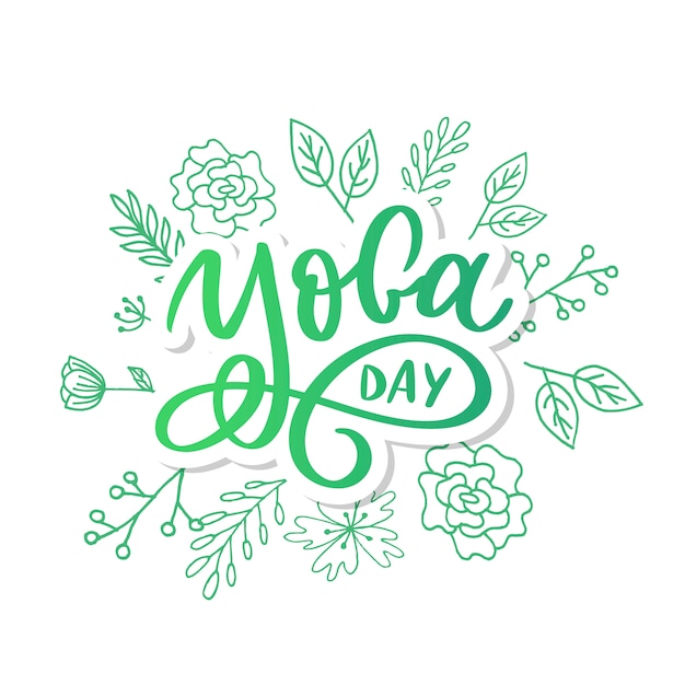 Vector hand drawn lettering yoga on white background.