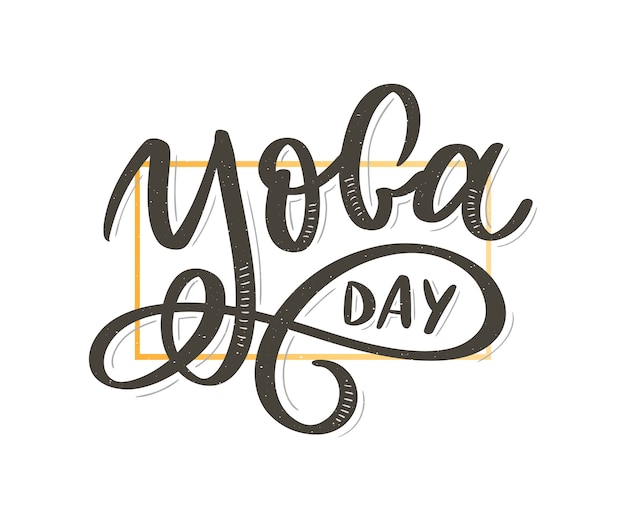 Hand drawn lettering yoga on white