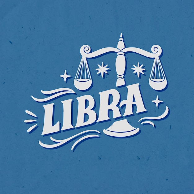 Vector hand drawn libra logo with scale