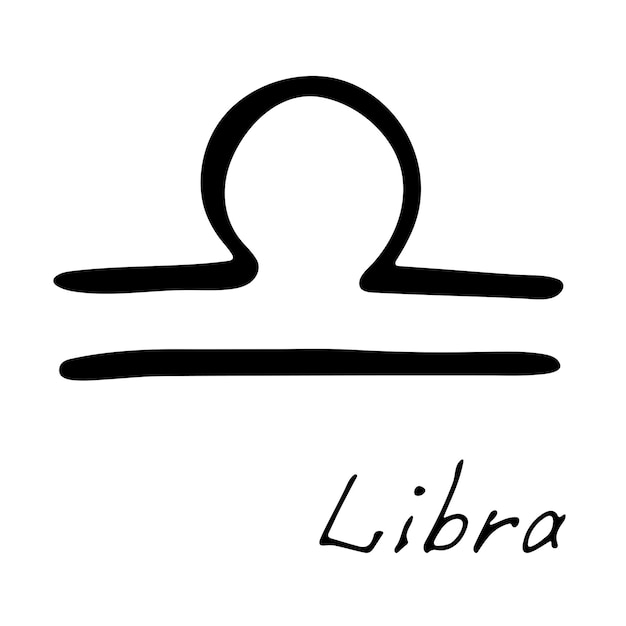 Hand drawn libra zodiac sign esoteric symbol doodle astrology clipart element for design