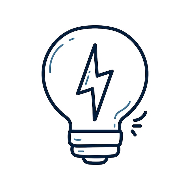 Hand drawn light bulb doodle line illustration light bulb doodle icon vector