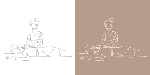 Hand Drawn Line Art Relaxing Massage