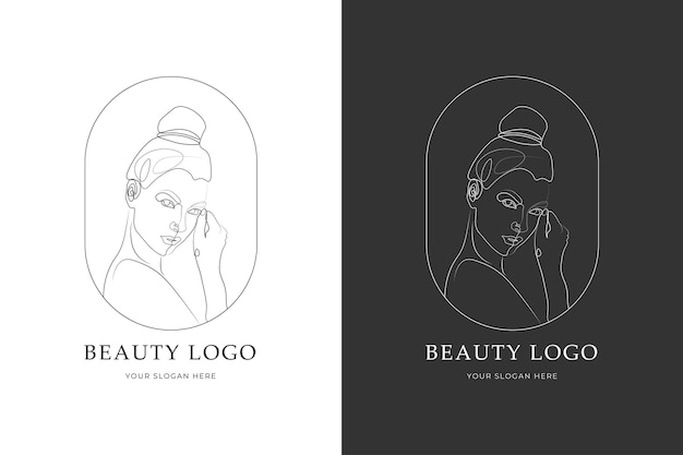 hand drawn line art women potrait logo design