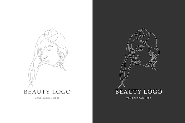 Hand drawn line art women potrait logo design