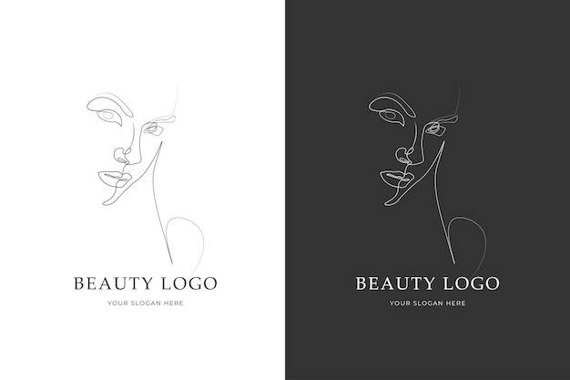 hand drawn line art women potrait logo design