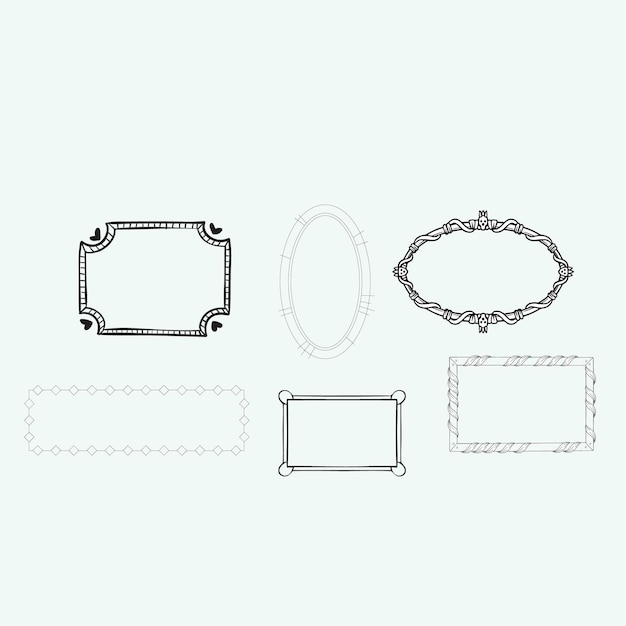手で描かれたライン境界ベクトルデザイン要素セット招待状やグリーティングカードのテンプレート
