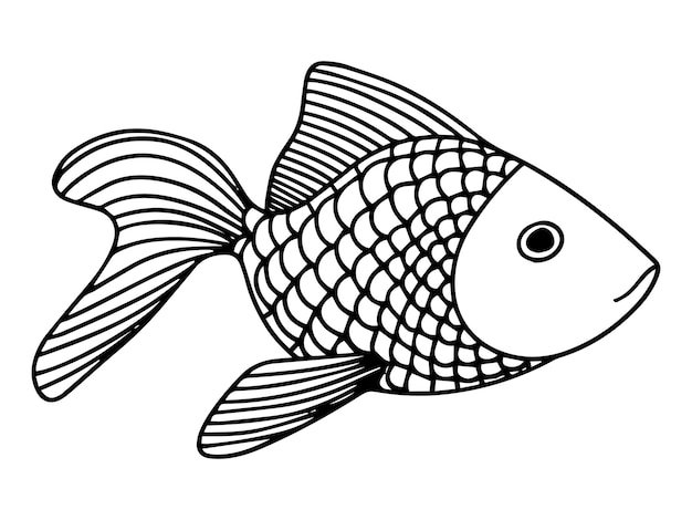 Hand drawn line element Fish doodle style great design for any purposes