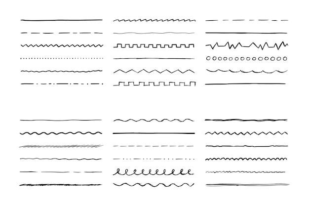 ベクトル 筆用手描き線セット