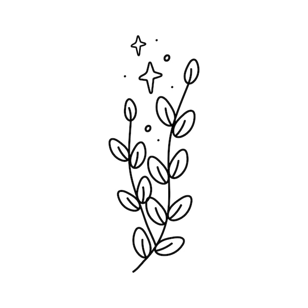 Vector hand drawn line tree branches tattoo