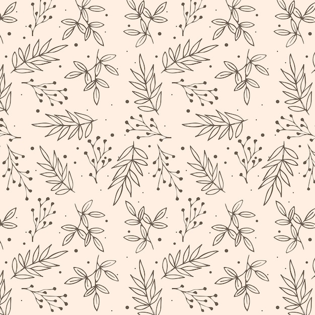 Hand drawn linear engraved floral background