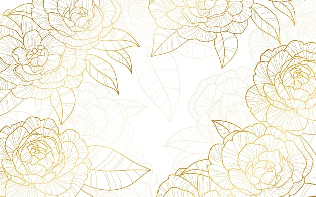 Hand drawn linear engraved floral background