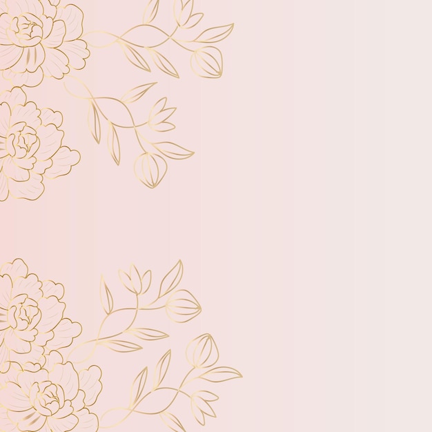 Vector hand drawn linear engraved floral background