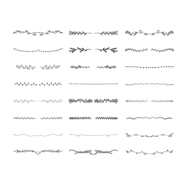 Vettore linee disegnate a mano elementi floreali