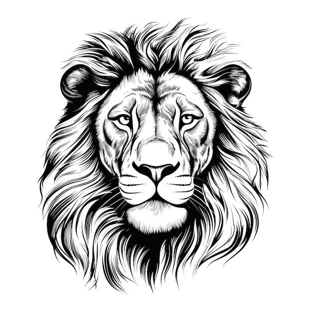 Hand drawn lion outline illustration vector