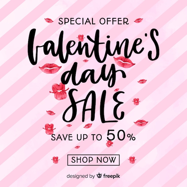 Hand drawn lips valentine sale background