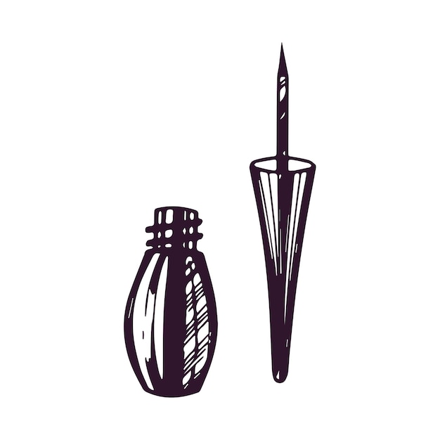 Hand drawn liquid eyeliner illustration for beauty salon cosmetic store makeup design