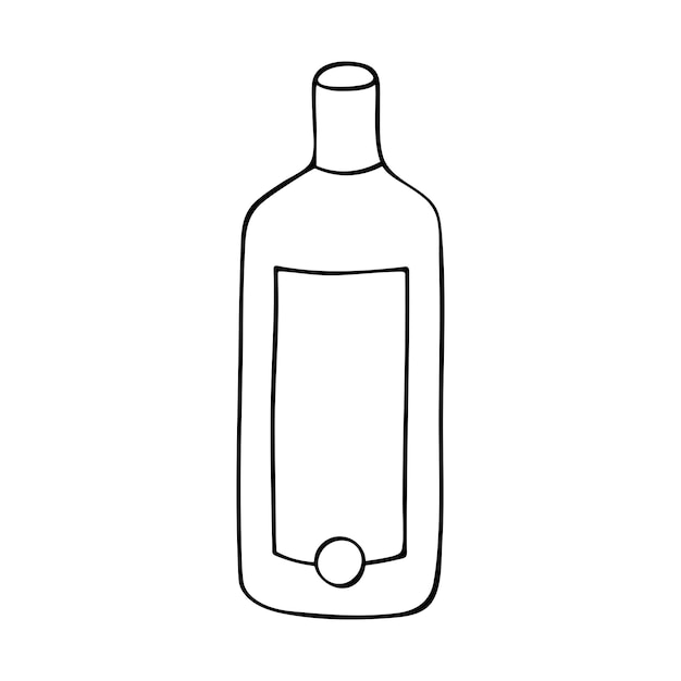 Hand drawn liquor bottle illustration Alcohol drink clipart in doodle style Single element for design