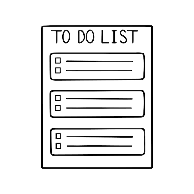 Vector hand drawn to do list doodle checklist in sketch style