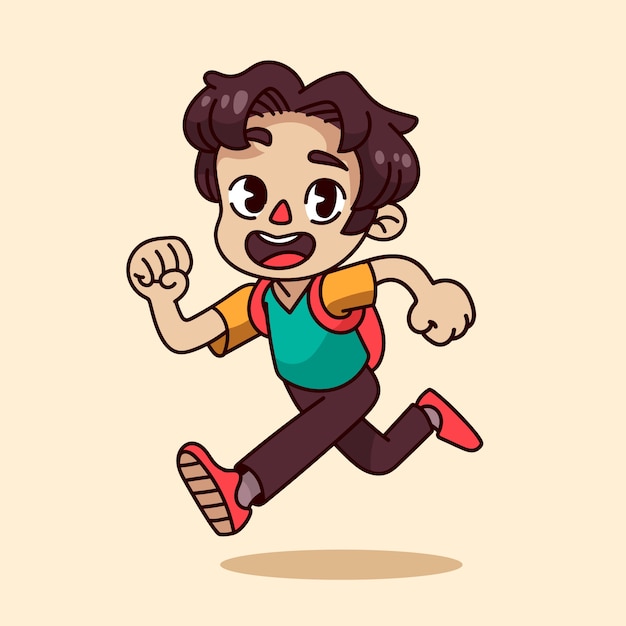 Hand drawn little asian boy cartoon illustration