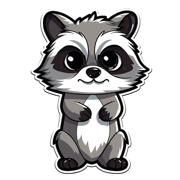 Vector hand drawn little raccoon cartoon animal illustration