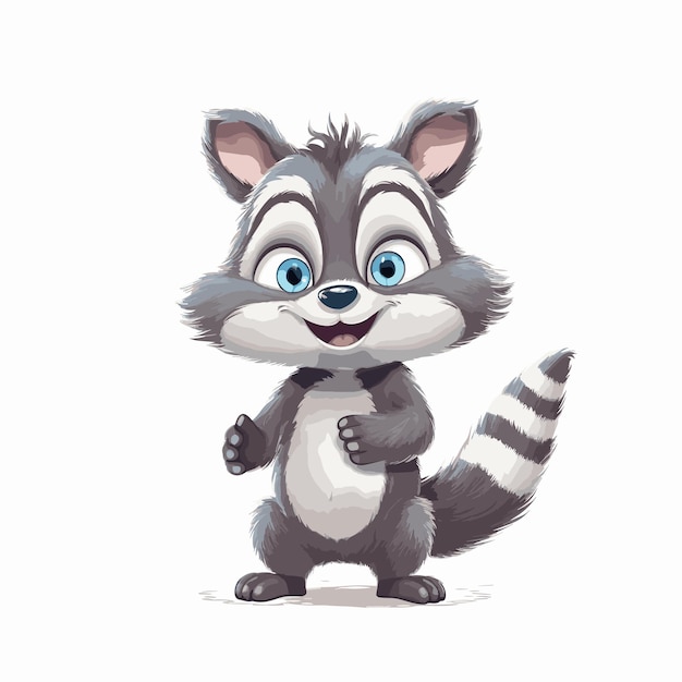 Vector hand drawn little raccoon cartoon animal illustration