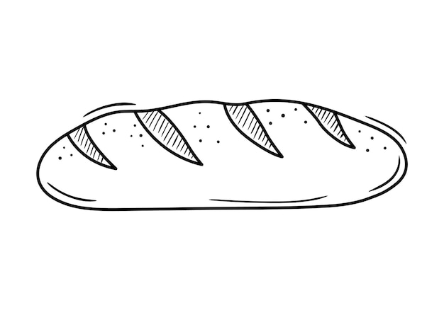 Vettore illustrazione dello schizzo del pane disegnato a mano disegno del doodle del pane alimenti alimentari ingrediente sandwich