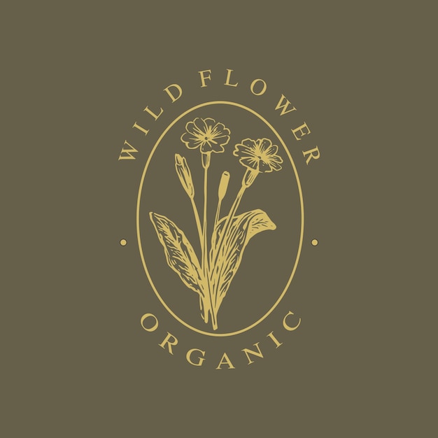 Vector hand drawn logo organic  wild flowers