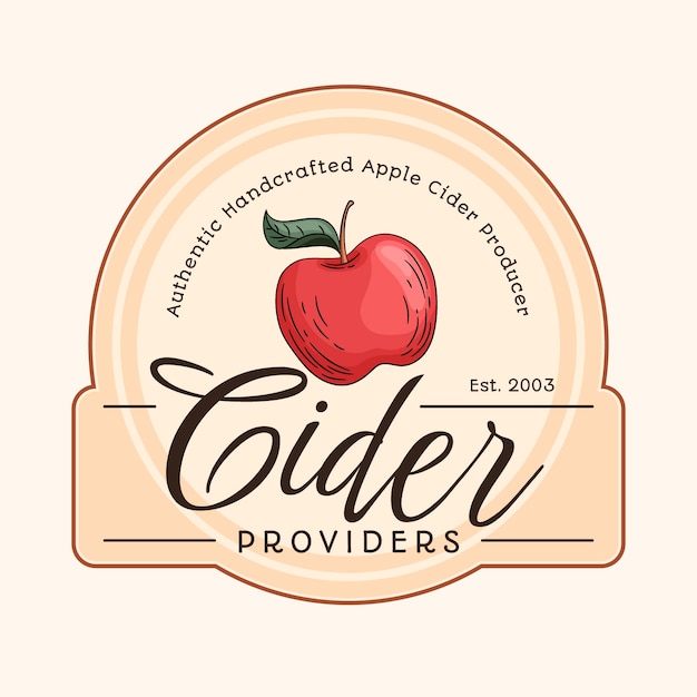 Hand drawn logo template for apple cider drink