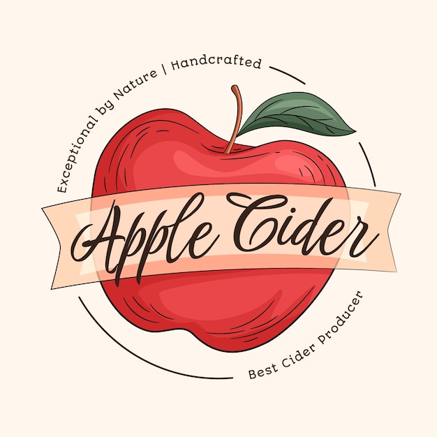 Modello di logo disegnato a mano per la bevanda al sidro di mele