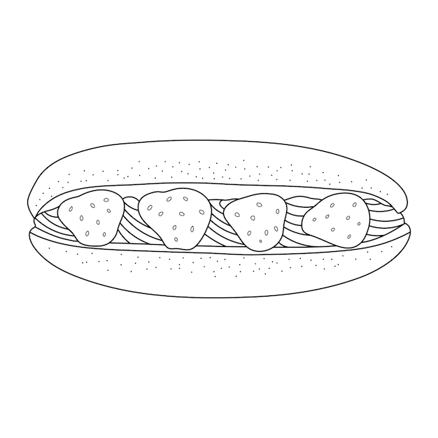 Hand drawn long doughnut icon Cartoon Vector illustration Isolated on White Background