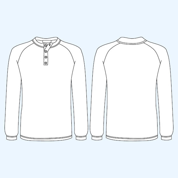 Vector hand drawn long sleeve t-shirt outline illustration