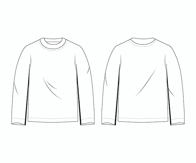 Hand drawn long sleeve t-shirt outline illustration