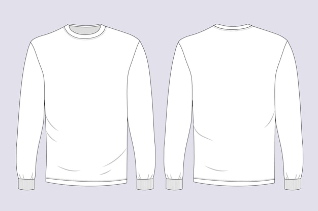 Vector hand drawn long sleeve t-shirt outline illustration