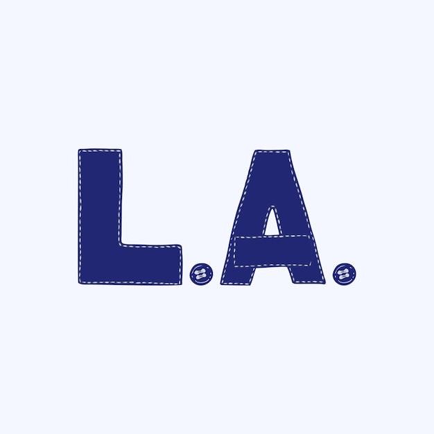 Vettore logo dei jeans los angeles la disegnato a mano con cuciture