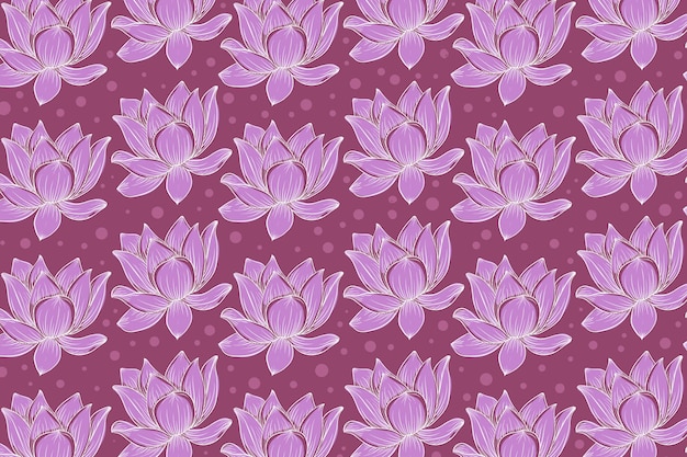 Vector hand drawn lotus pattern background