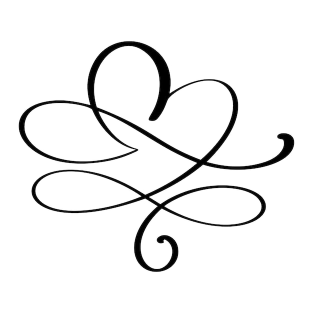 Vettore disegnato a mano bordo amore fiorire cuore separatore elementi di design calligrafico annata vettoriale