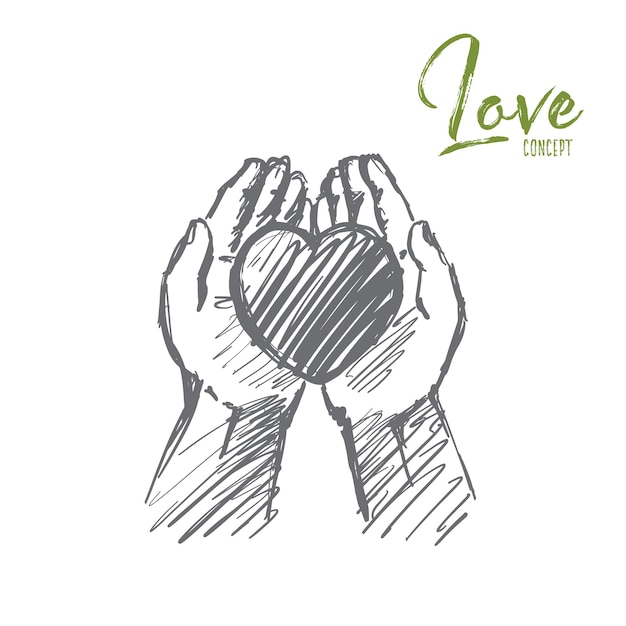 Vector hand drawn love concept sketch.