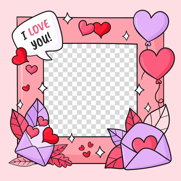 Hand drawn love photo frame template