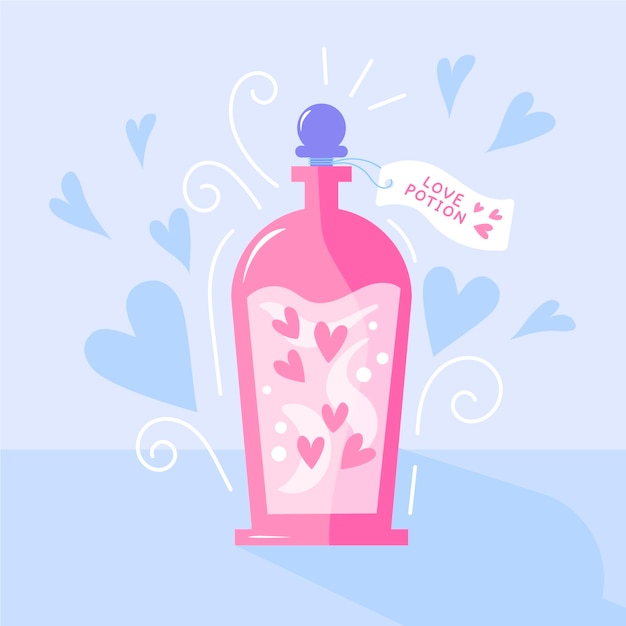 Hand drawn love potion bottle