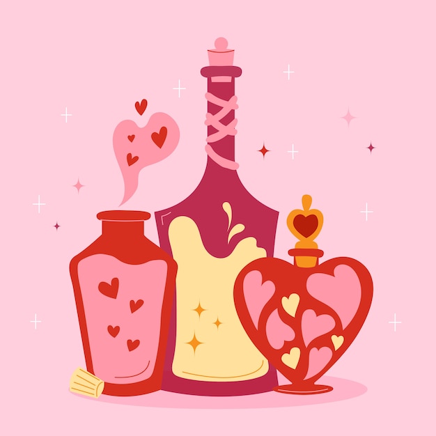 Vector hand drawn love potion illustration