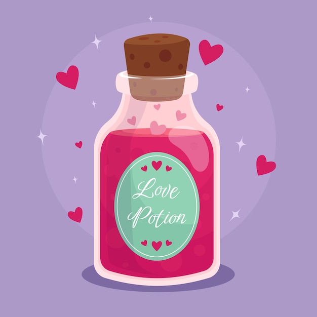 Vector hand drawn love potion illustration