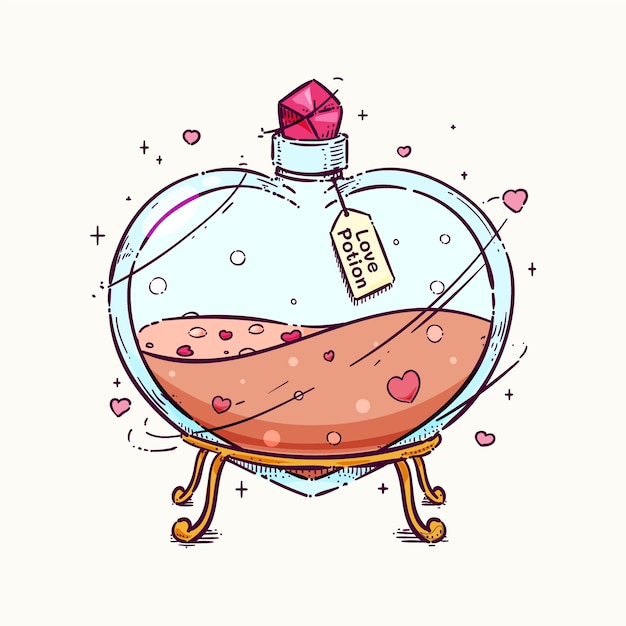 Vector hand drawn love potion illustration