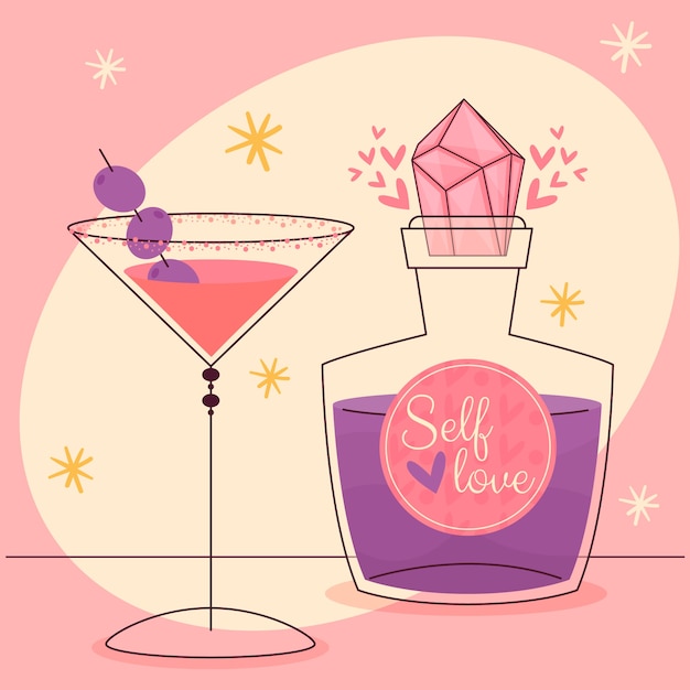 Vector hand drawn love potion illustration