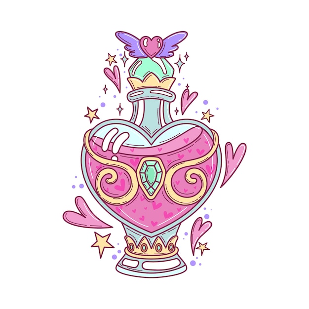 Vector hand drawn love potion illustration