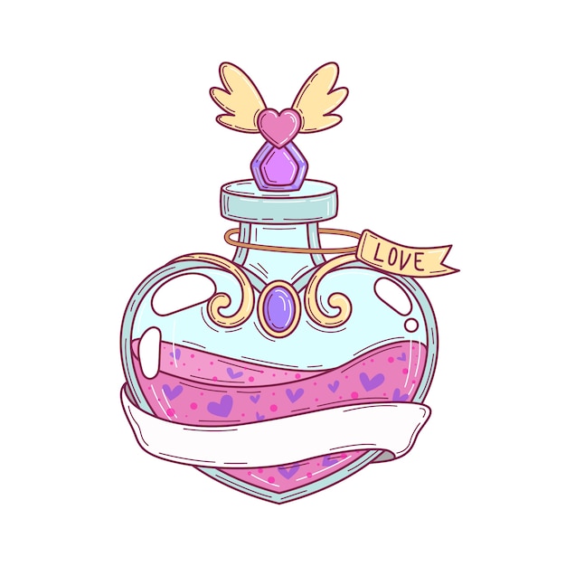 Vector hand drawn love potion illustration