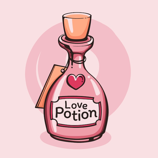 Vector hand drawn love potion with cork