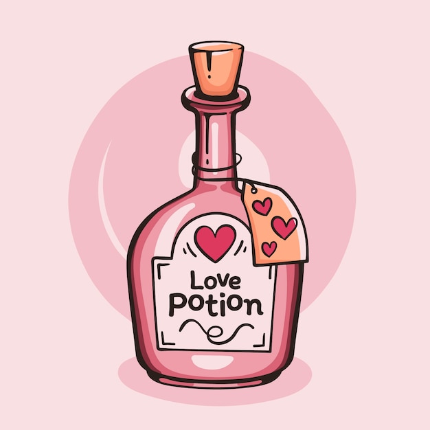 Vector hand drawn love potion with label