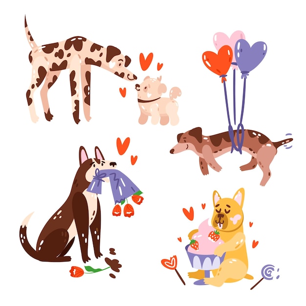 Vector hand drawn love stickers collection