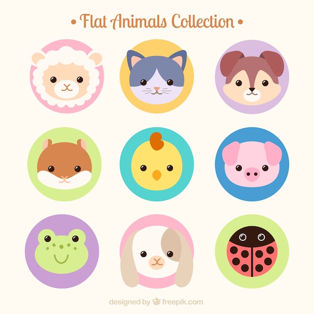 Vector hand drawn lovely animal avatars